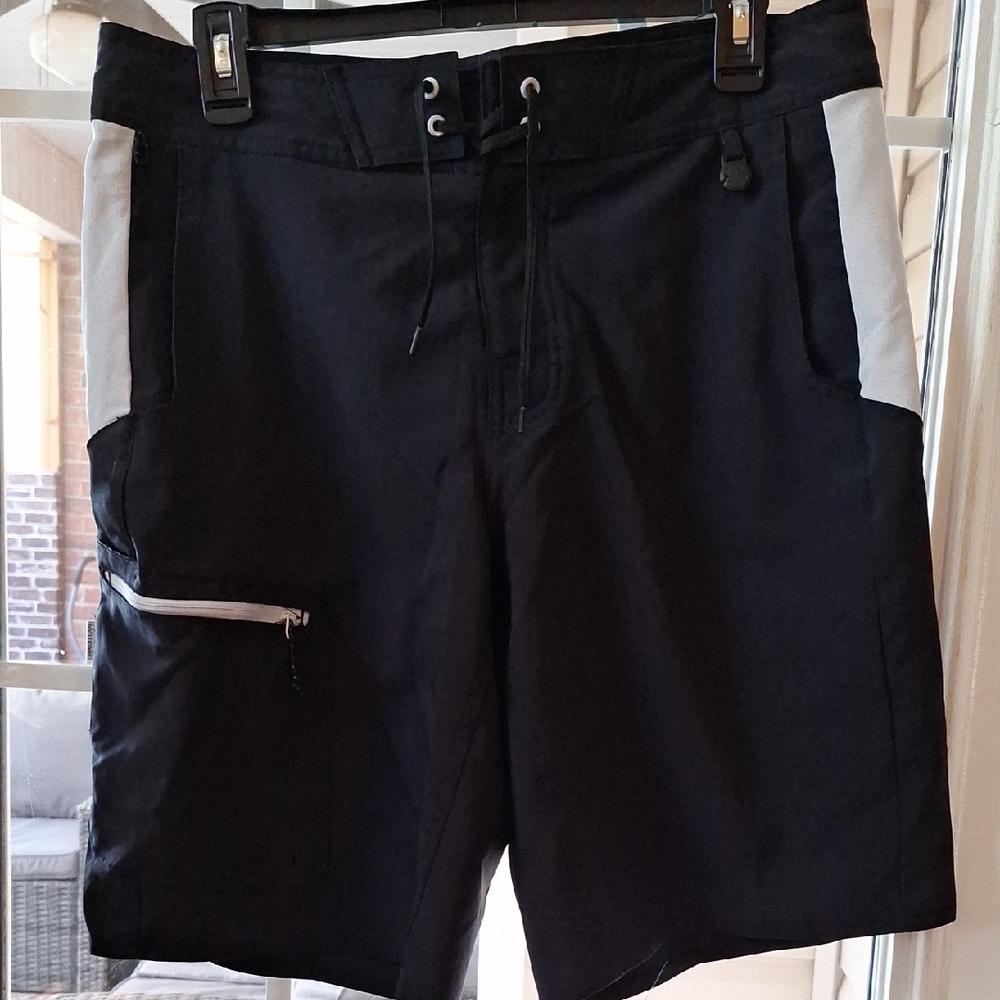 Magellan Outdoors Black Shorts with White Side Panels